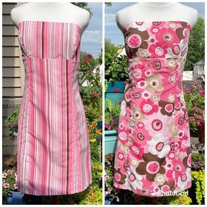 Reversible Strapless Striped/Floral Dress Medium/Large
